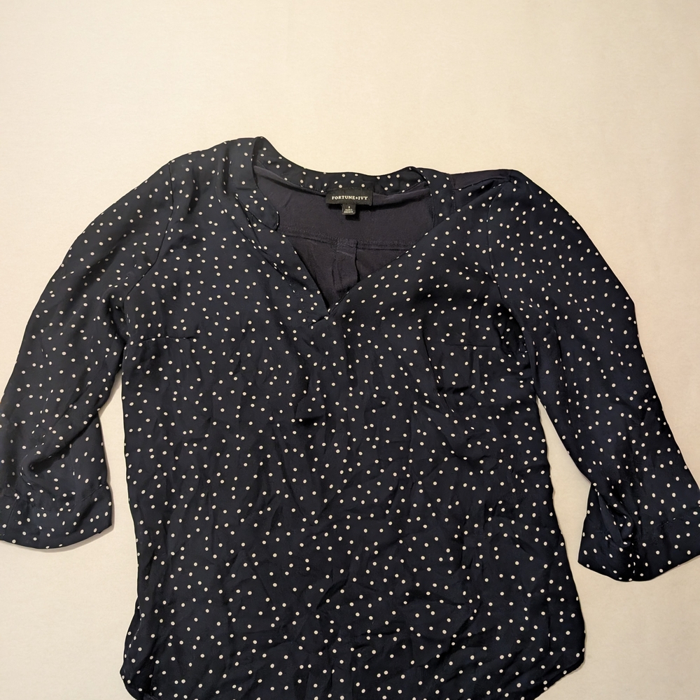 Women's Navy Polka Dot Top